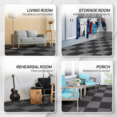 Yes4All 48SQFT EVA Interlocking Foam Floor Tiles for Home Gym Workout Equipment