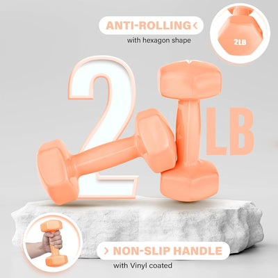 Yes4All 10lb Vinyl Hexagon Dumbbell, Set of 2 Hand Weights for Strength Training