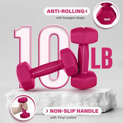 Yes4All 10lb Vinyl Hexagon Dumbbell Hand Weights for Strength Training(Open Box) - VMInnovations