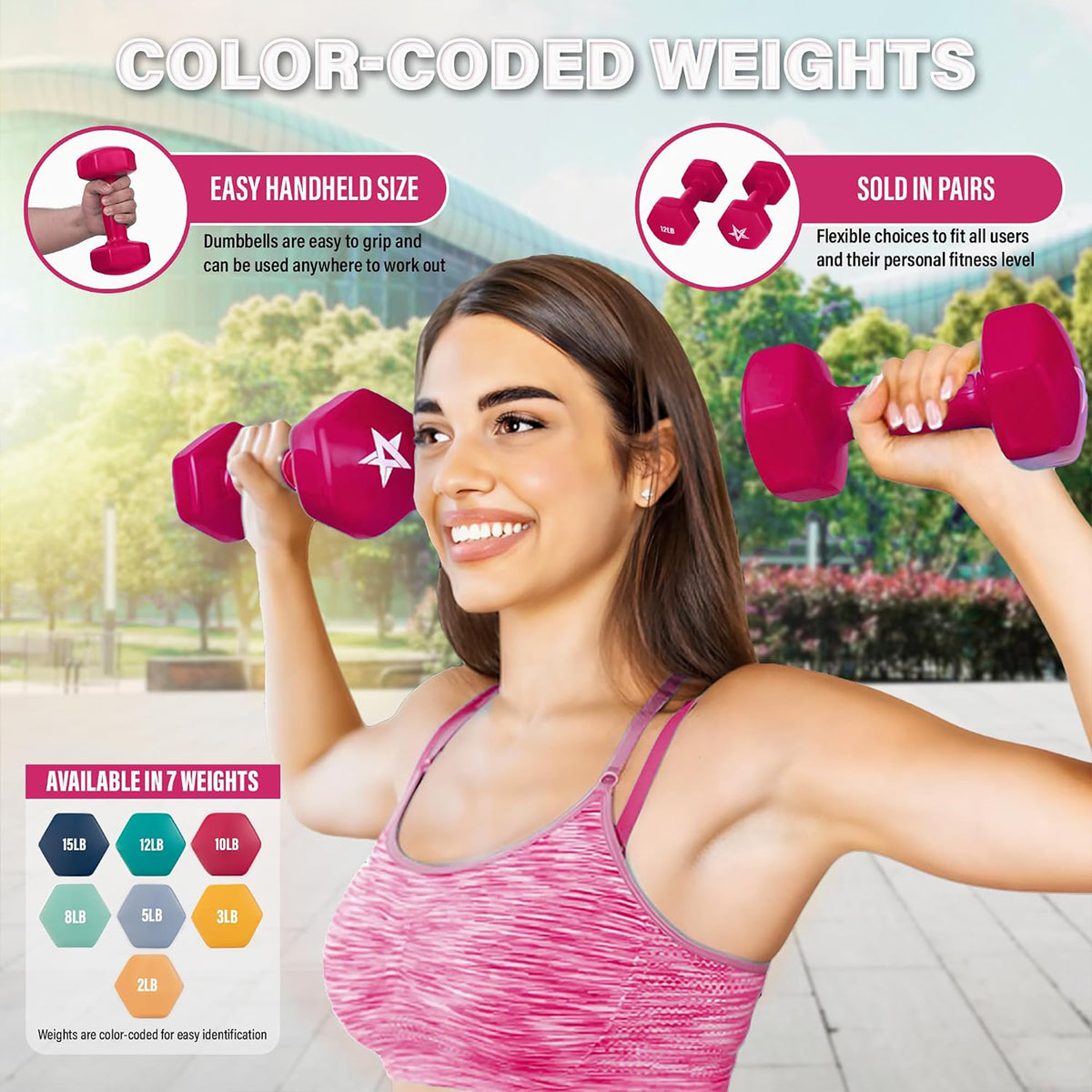Yes4All 10lb Vinyl Hexagon Dumbbell Hand Weights for Strength Training(Open Box)
