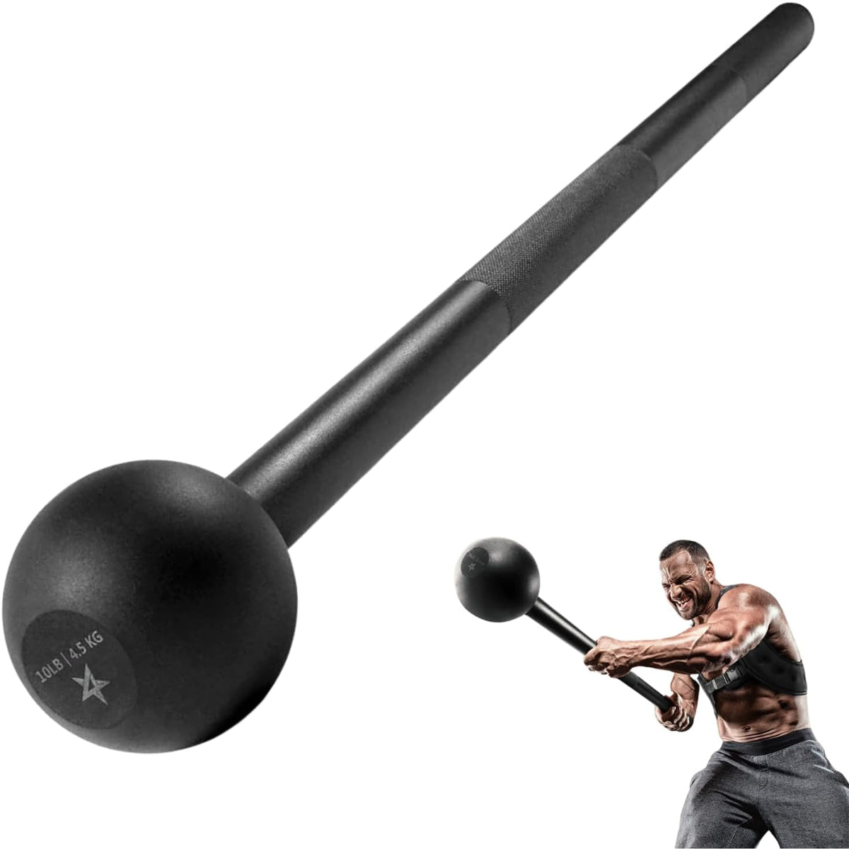 Yes4All 10-lb Steel Mace Bell Workout Equipment for Full Body Strength Training