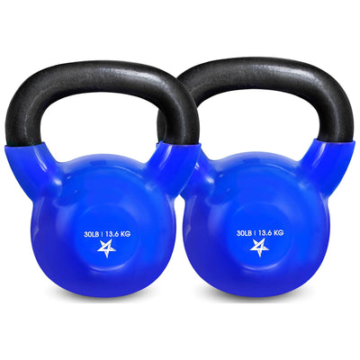 Yes4All 25 Pound Kettlebell Pair, Cast Iron Weight for Strength Training, Blue