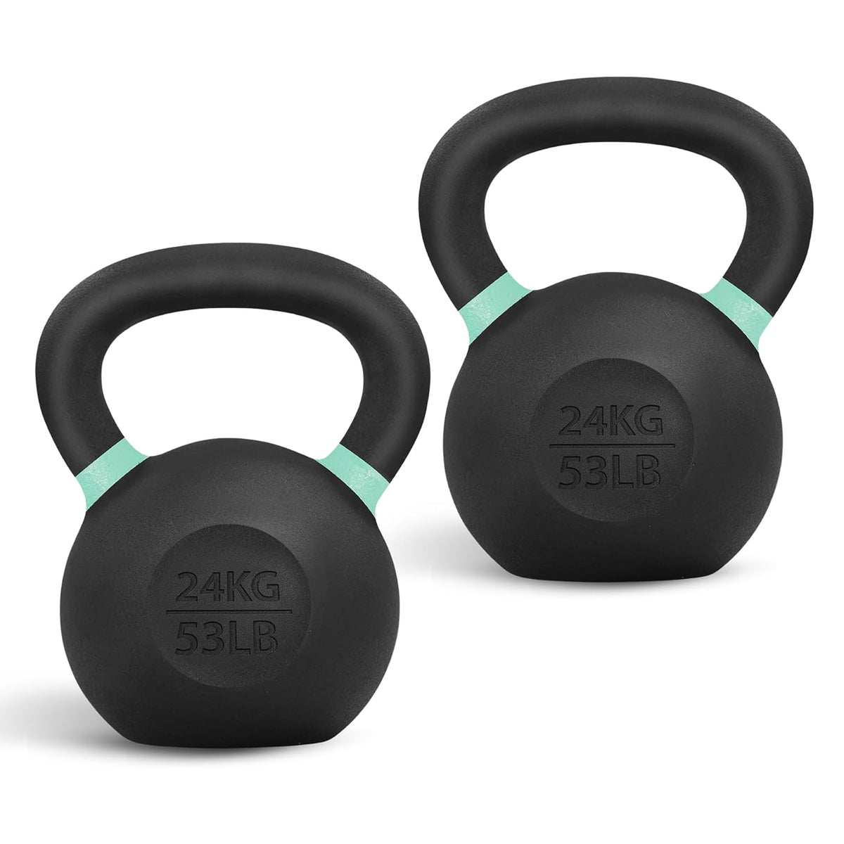 Yes4All Powder Coated Cast Iron Kettlebell, Non-Slip Handle, 53Lb, Pair, Black