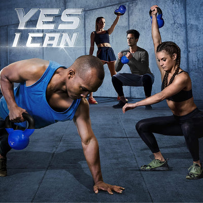 Yes4All 75 Pound PVC Kettlebell, Cast Iron Weight for Strength Training, Blue