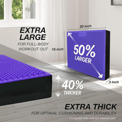 Yes4All Non-Slip TPE Foam Exercise Balance Pad with Massage Points, XL, Purple