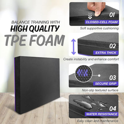 Yes4All Non-Slip TPE Foam Exercise Balance Pad with Massage Points, XL, Purple