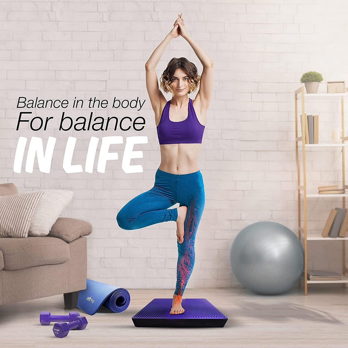 Yes4All Non-Slip TPE Foam Exercise Balance Pad with Massage Points, XL, Purple