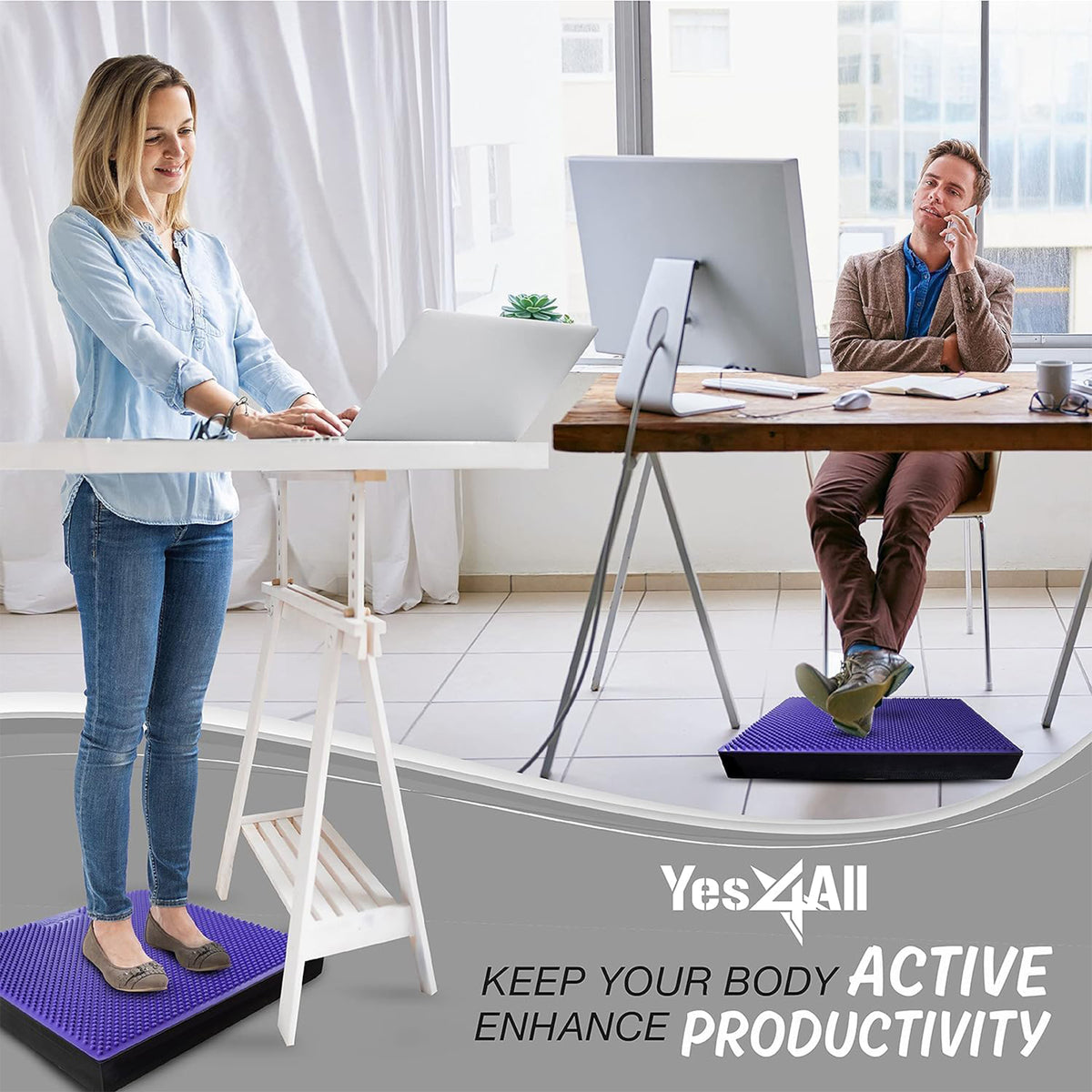 Yes4All Non-Slip TPE Foam Exercise Balance Pad with Massage Points, XL, Purple