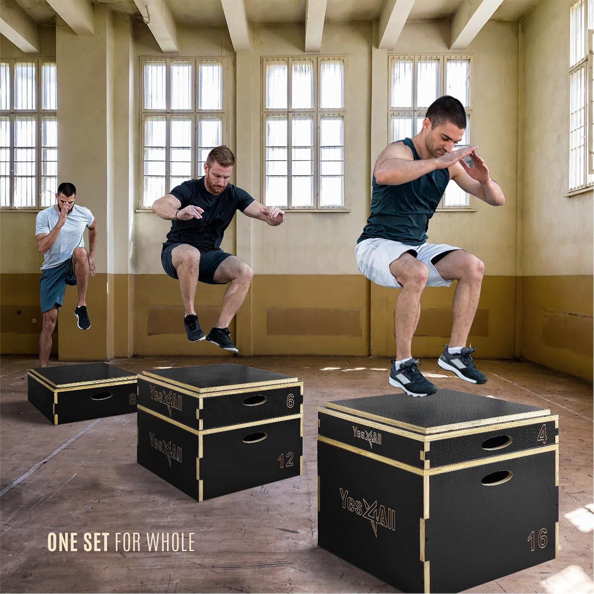 Yes4All 6" Stackable Wooden Plyometric Box Platform for Home Gym Jump Training
