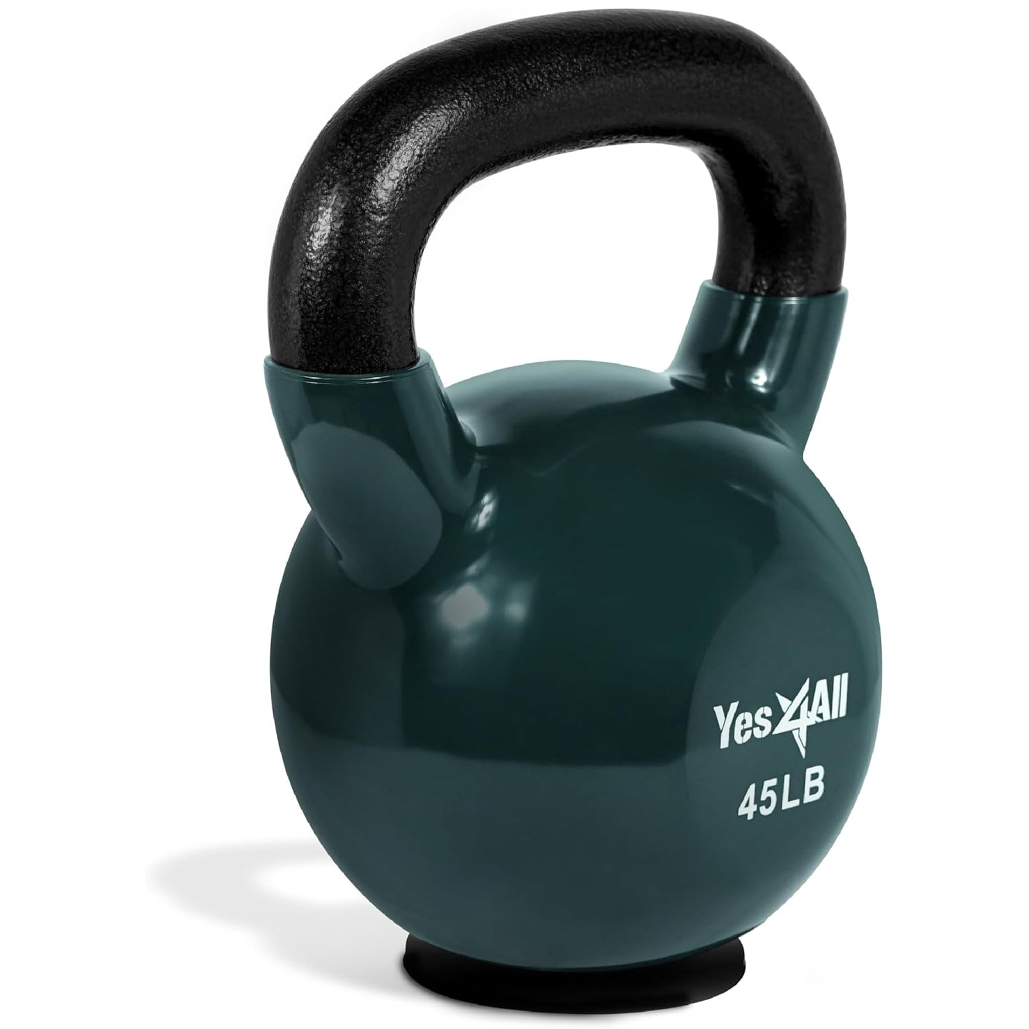 Yes4All 45lb Kettlebell, Vinyl Coated Cast Iron Weight w/Rubber Base, Midnight