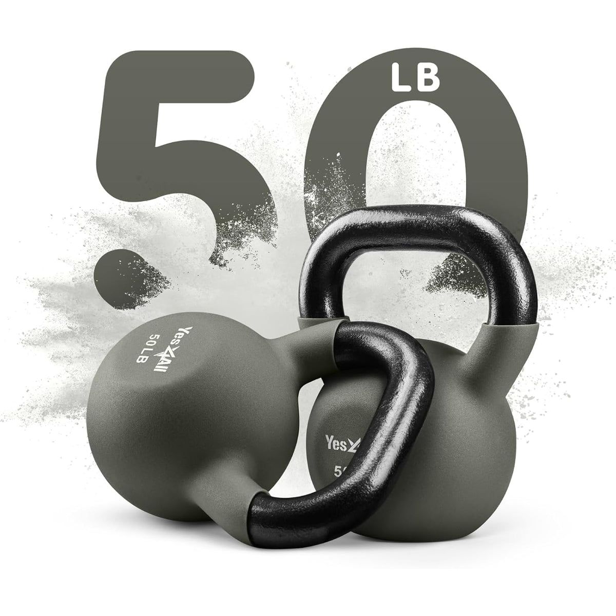 Yes4All 50 lb Kettlebell, Single Neoprene Coated Cast Iron Weight for Home Gym