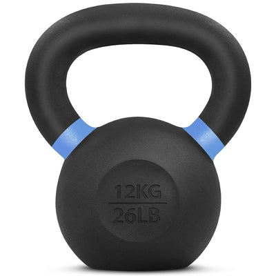 Yes4All 26lb Powder Coated Cast Iron Kettlebell w/ Non-Slip Handle & Flat Bottom