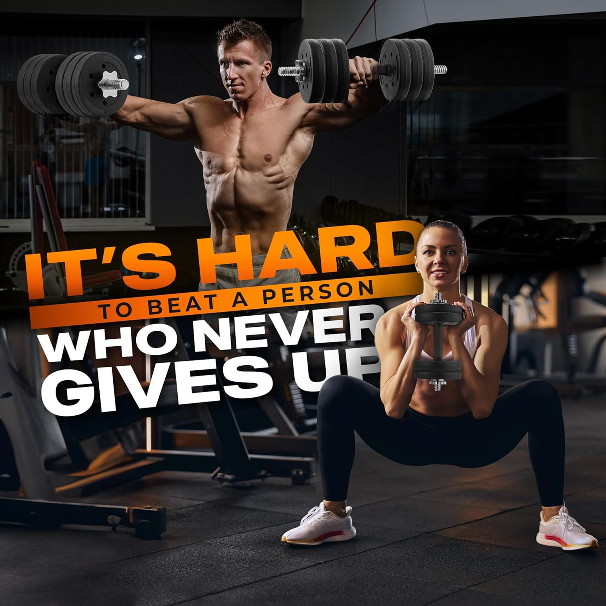 Yes4All Threaded Dumbbell Handle Set with Rubber Non-Slip Grip, 14 Inch, 2 Pack
