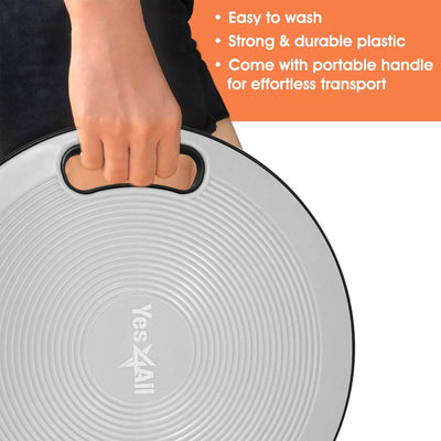 Yes4All Wobble Balance Board Plastic Stability Trainer with Handles, Silver