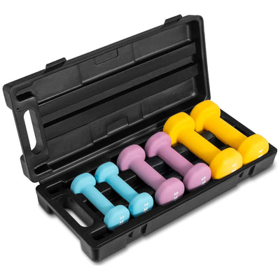 Yes4All Neoprene Coated Hex Dumbbell Set with Case, 1lb, 2lb, and 4lb Pairs