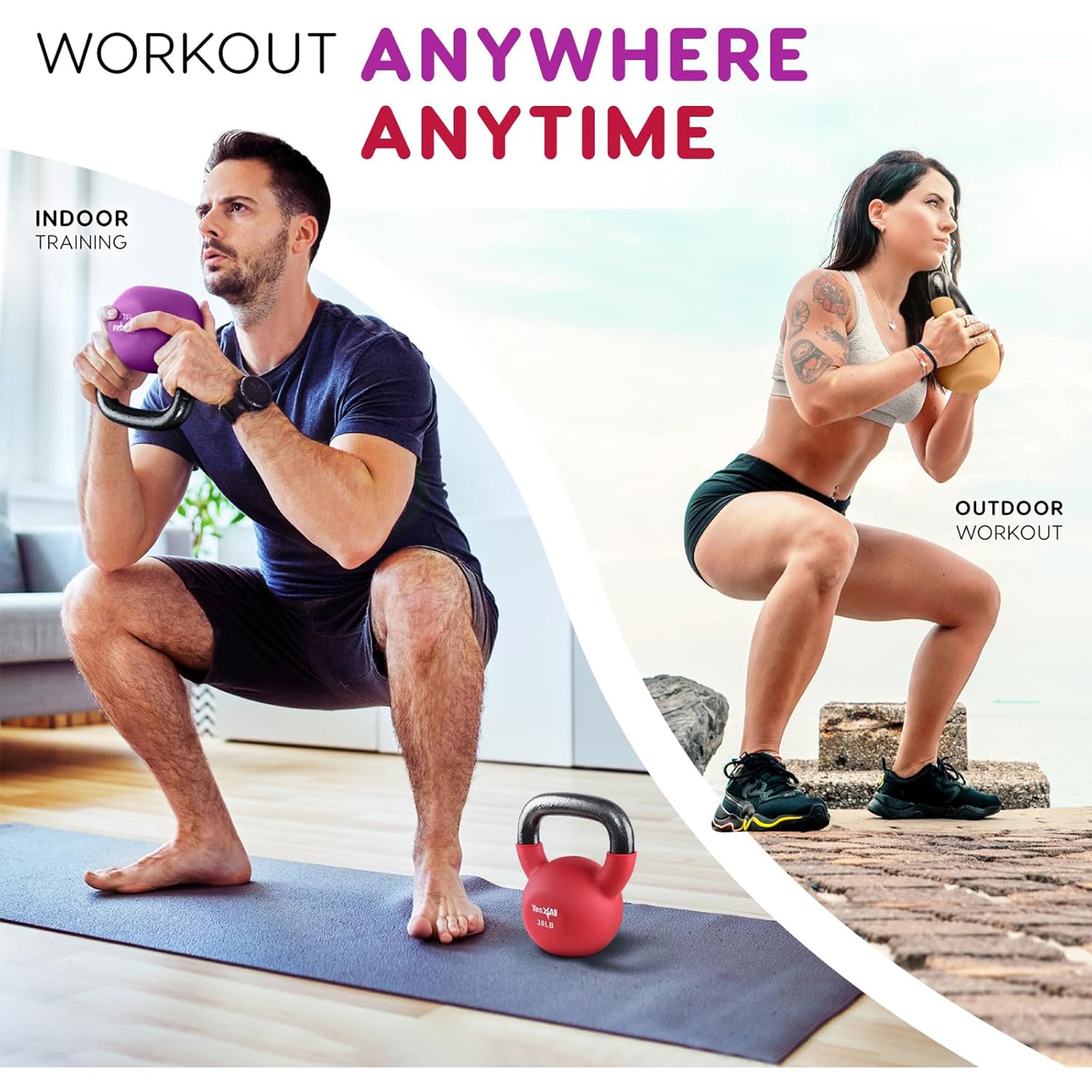 Yes4All 25 Pound Kettlebells, 1 Pair Neoprene Coated Cast Iron Weights, Green