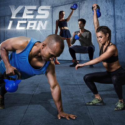 Yes4All 95 Pound PVC Kettlebell, Cast Iron Weight for Strength Training, Blue