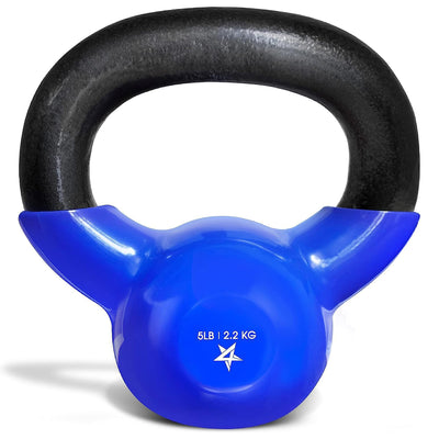 Yes4All 95 Pound PVC Kettlebell, Cast Iron Weight for Strength Training, Blue