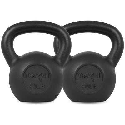 Yes4All 35 lb Cast Iron Kettlebell Workout Set for Strength Training, Pack of 2