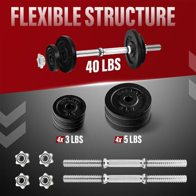 Yes4All 40 lb Adjustable Dumbbell Set With Weight Plates and Star Lock Collars