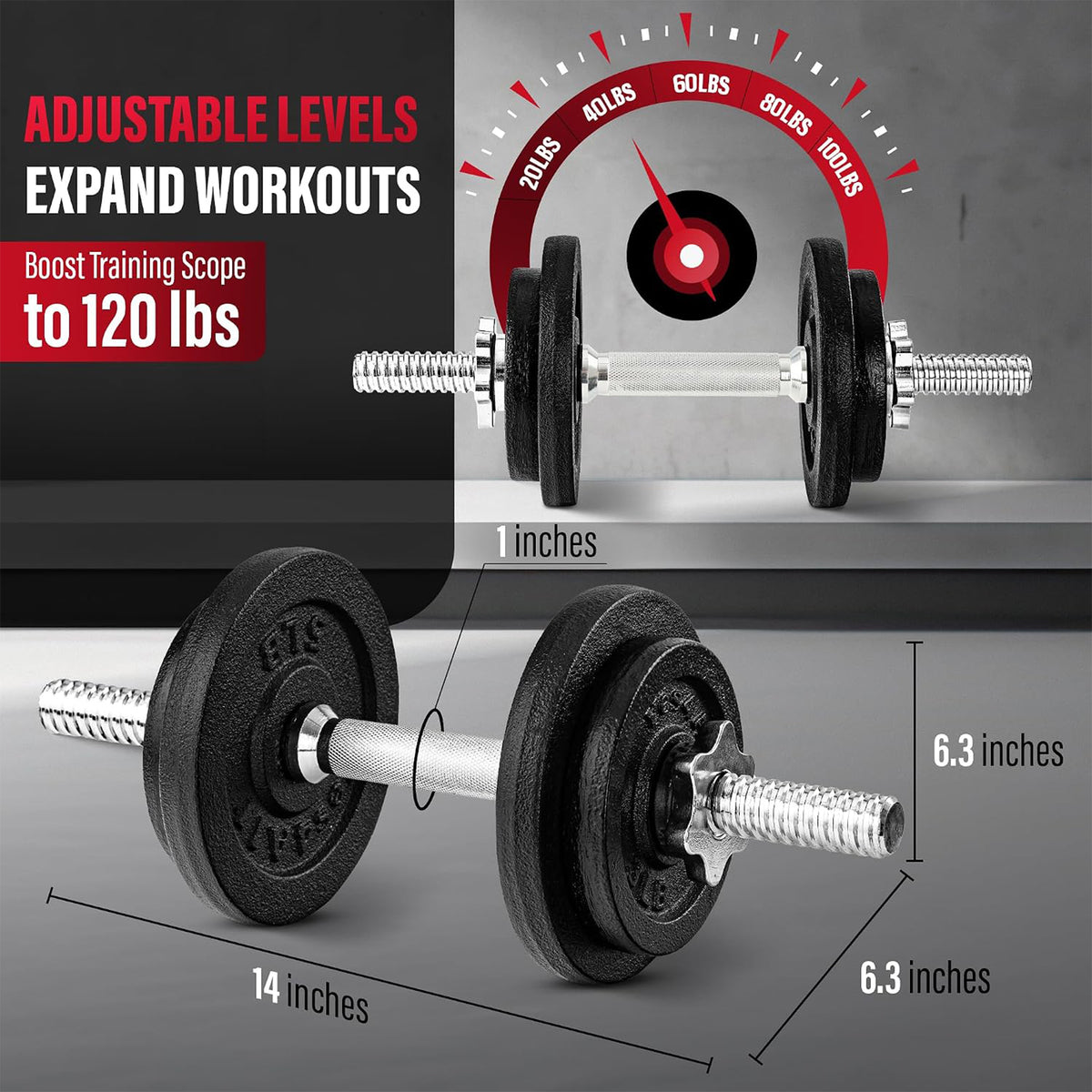 Yes4All 40 lb Adjustable Dumbbell Set With Weight Plates and Star Lock Collars