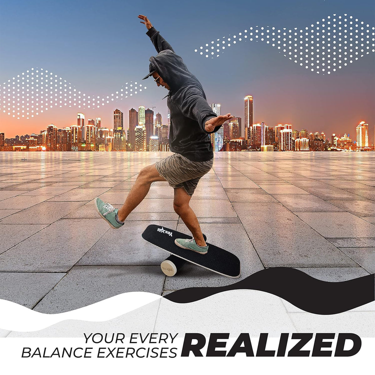 Yes4All Balance Board Sports Trainer Surf Trainer Board With Adjustable Stoppers