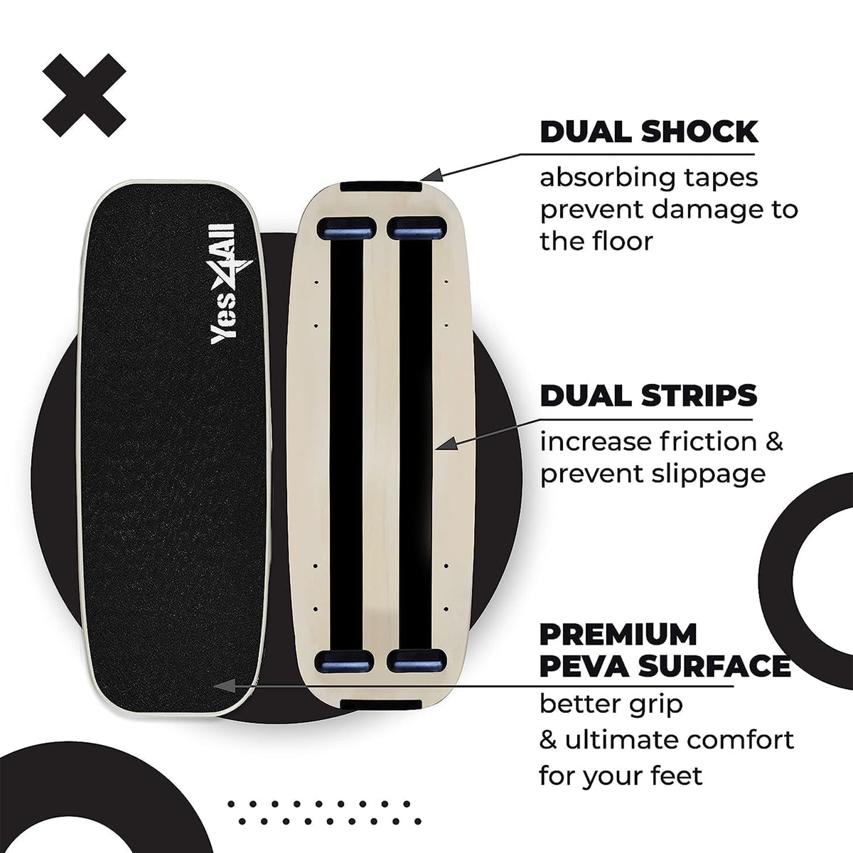 Yes4All Balance Board Sports Trainer Surf Trainer Board With Adjustable Stoppers
