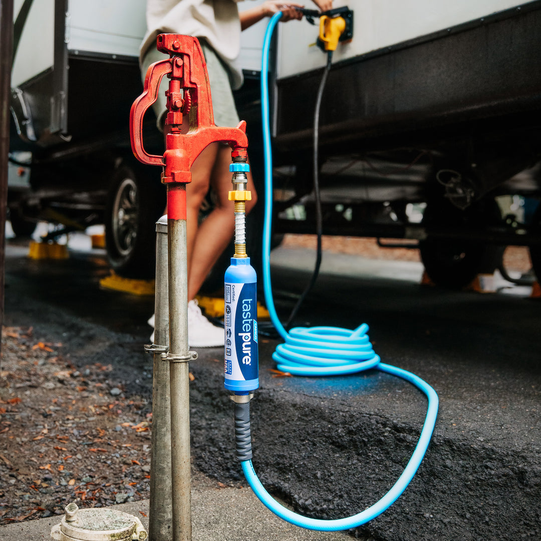 Camco EVOFlex 25 Ft RV Drinking Water Hose with Extra Flexible Design, Blue - VMInnovations