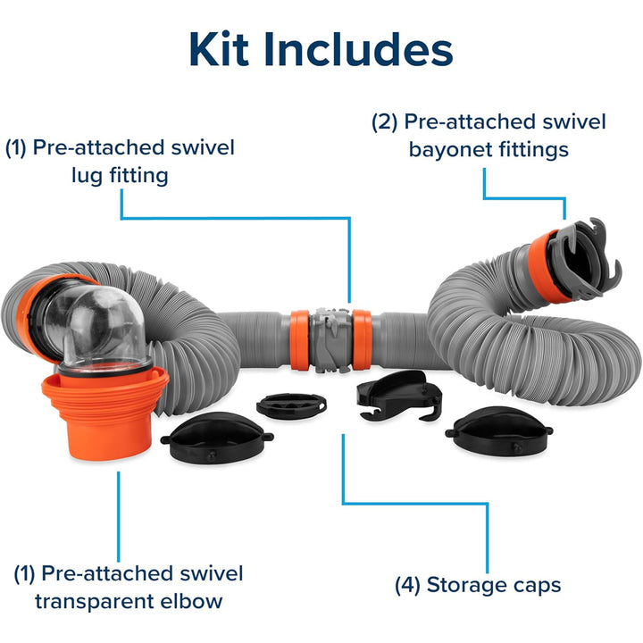 Rhino X 20' Sewer Hose Kit and 10' Heavy Duty Septic Hoses for RV and Campers - VMInnovations