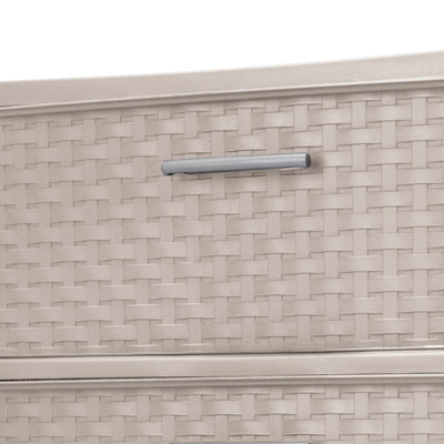 Sterilite 3 Drawer Wide Storage Tower, Weave Home Organizer, Grey Pumice, 2 Pack