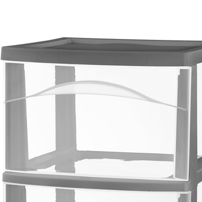 Sterilite 3 Drawer Storage Cart, Plastic Rolling Organization, Flat Gray, 6 Pack