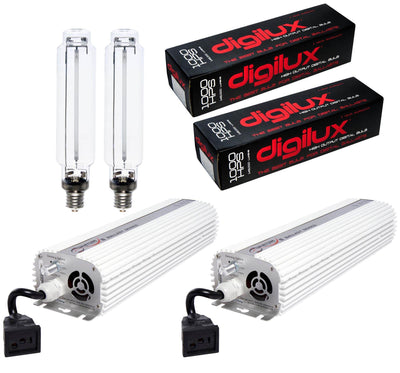 (2) QUANTUM 1000W Dimmable Digital Ballasts + (2) DIGILUX 1000W HPS Grow Lights