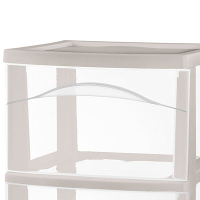 Sterilite 3 Drawer Storage Cart, Plastic Rolling Organization, Grey Pumice, 6 Pk