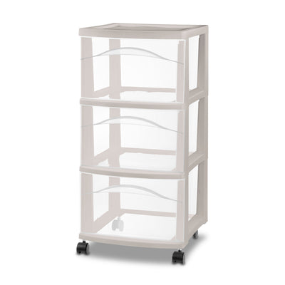 Sterilite 3 Drawer Storage Cart, Plastic Rolling Organization, Grey Pumice, 2 Pk - VMInnovations