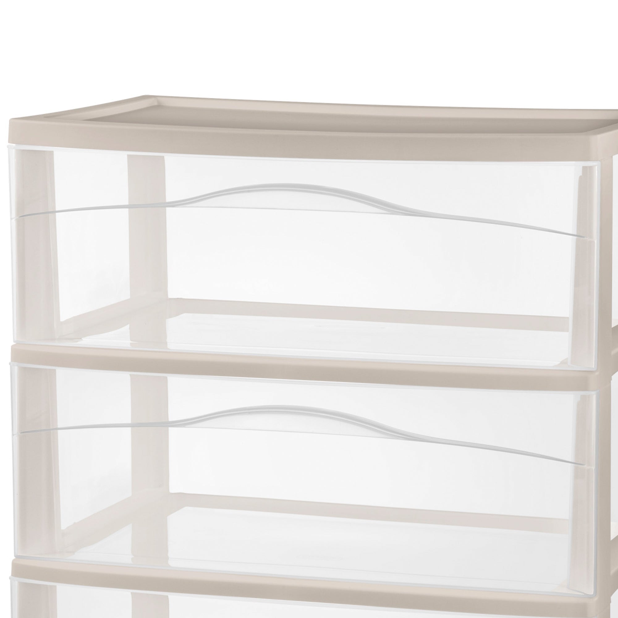 Sterilite Wide 3 Drawer Storage Cart, Plastic Rolling Organization, Grey, 2 Pack