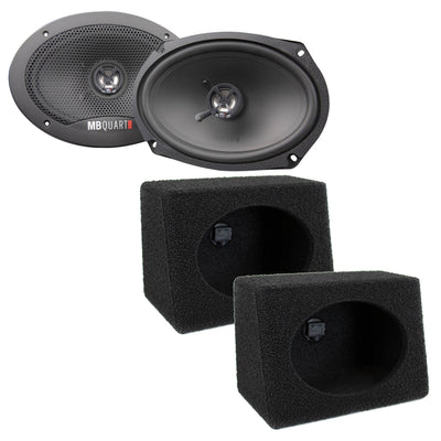 MB Quart Discus 6" x 9" Coaxial Speakers w/ QPower Wedge Speaker Box Enclosures - VMInnovations