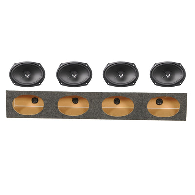 MB Quart 2 Pair Discus 6x9 Coaxial Speakers with QPower 4-Hole Wedge Enclosure - VMInnovations