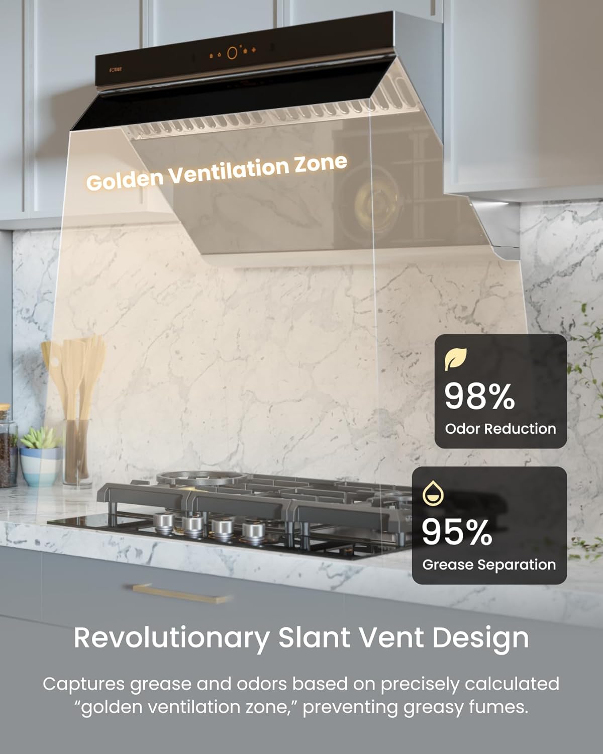 FOTILE 30" Kitchen Range Hood with 4 Speed Levels, Under Cabinet or Wall Mount - VMInnovations