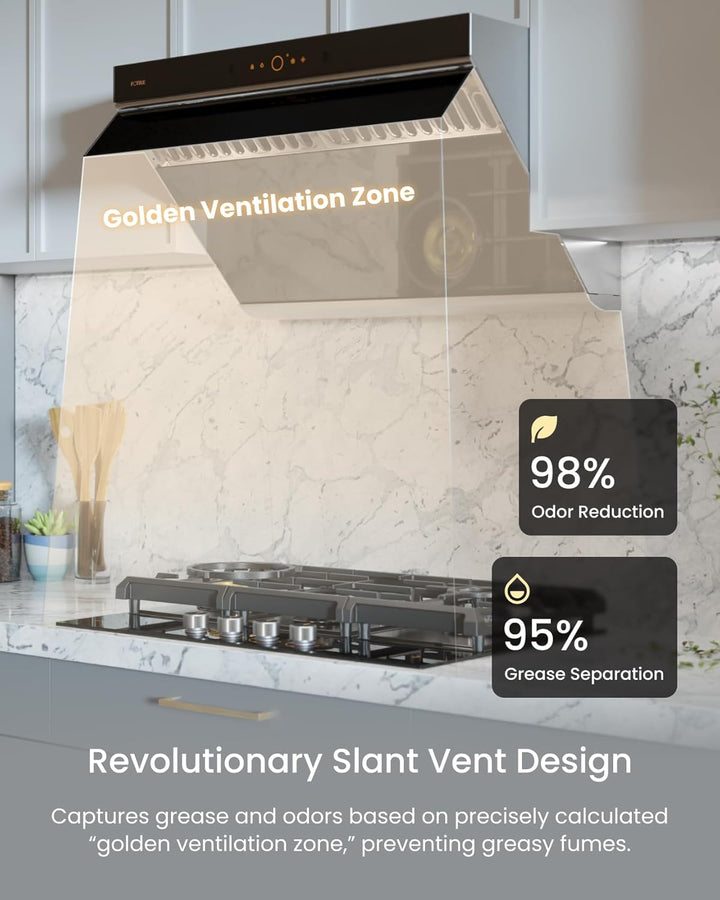 FOTILE 30" Kitchen Range Hood with 4 Speed Levels, Under Cabinet or Wall Mount - VMInnovations