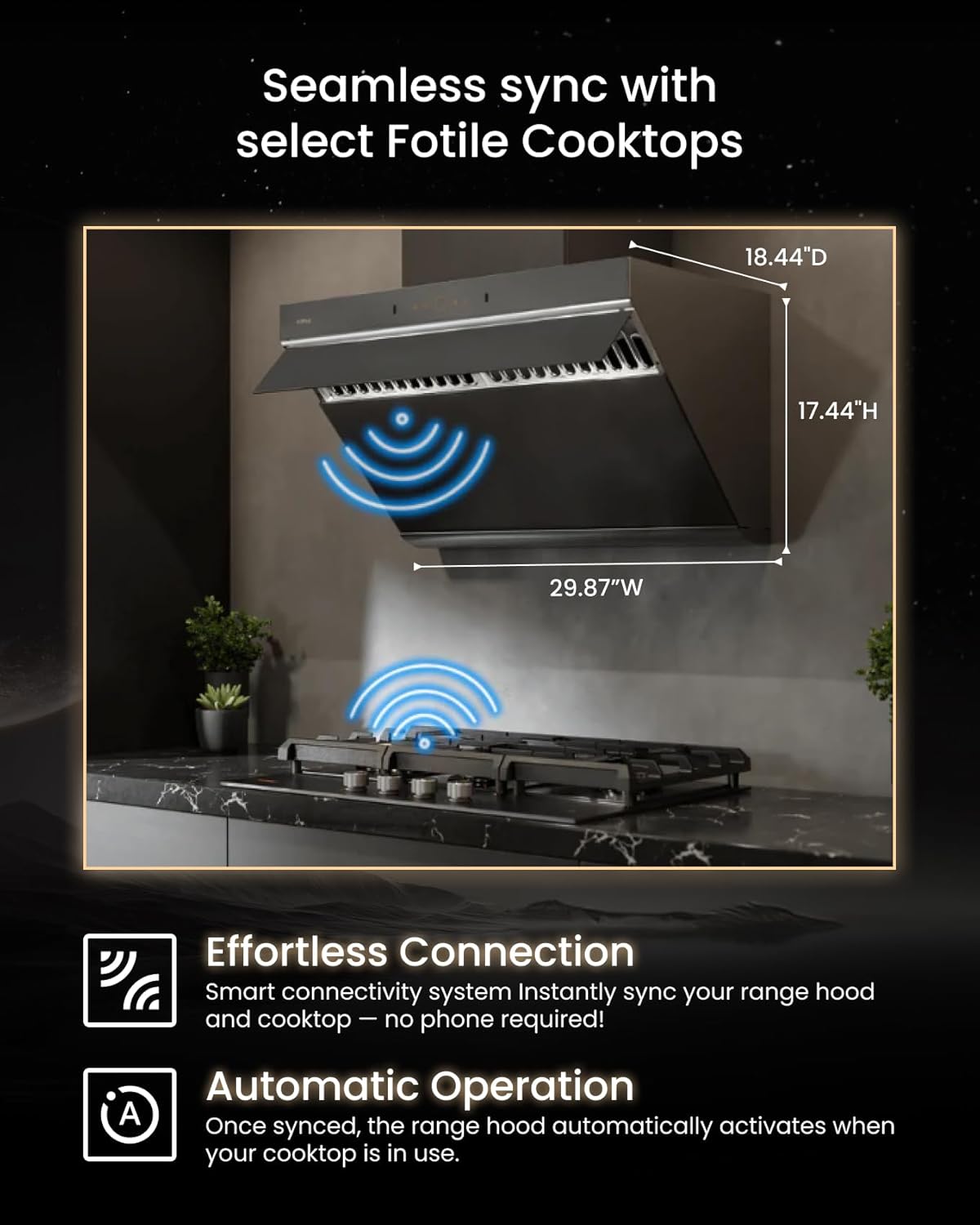 FOTILE 30" Kitchen Range Hood with 4 Speed Levels, Under Cabinet or Wall Mount (For Parts)