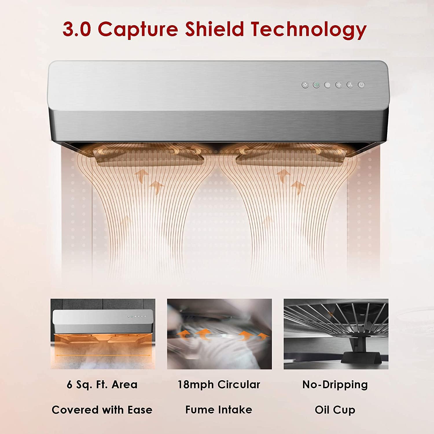 FOTILE 30" Under-Cabinet Range Hood with LED Lights and Dual AC Motors, 800 CFM - VMInnovations
