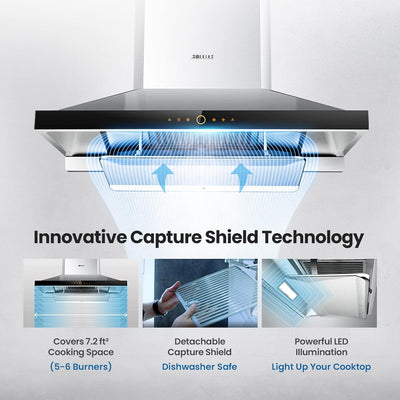 FOTILE 36" Wall-Mount Range Hood, 1000 CFM W Touchscreen, Stainless Steel (Used)