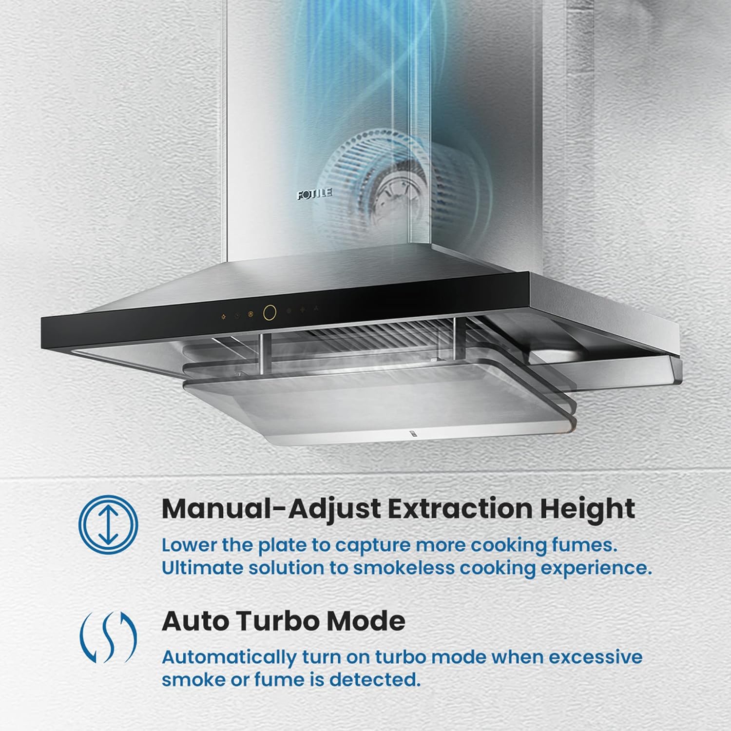 FOTILE 36" Wall-Mount Range Hood, 1000 CFM W Touchscreen, Stainless Steel (Used)