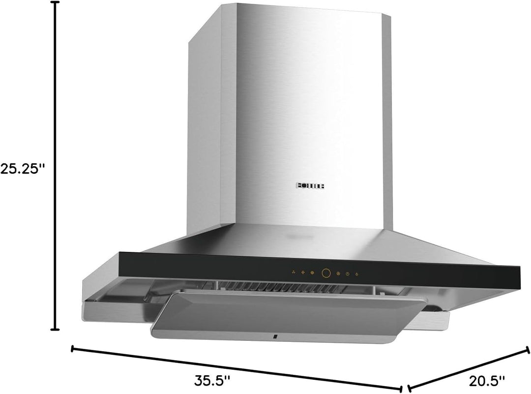 FOTILE 36" Wall-Mount Range Hood, 1000 CFM with Touchscreen, Stainless Steel - VMInnovations