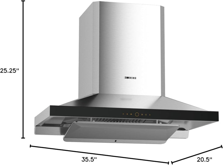 FOTILE 36" Wall-Mount Range Hood, 1000 CFM with Touchscreen, Stainless Steel - VMInnovations