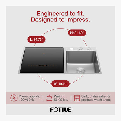 FOTILE 3-in-1 Dishwasher & Left Side Kitchen Sink Combo with 360-Degree Cleaning - VMInnovations