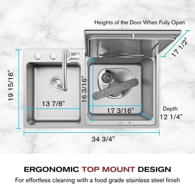 FOTILE 3-in-1 Dishwasher & Left Side Kitchen Sink Combo with 360-Degree Cleaning - VMInnovations