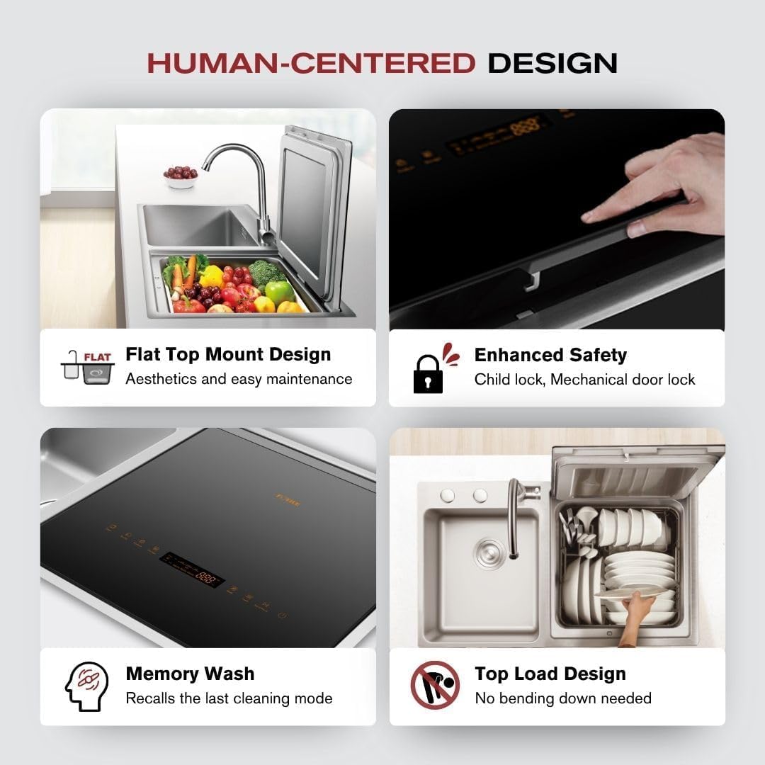 FOTILE 3-in-1 Dishwasher & Left Side Kitchen Sink Combo with 360-Degree Cleaning