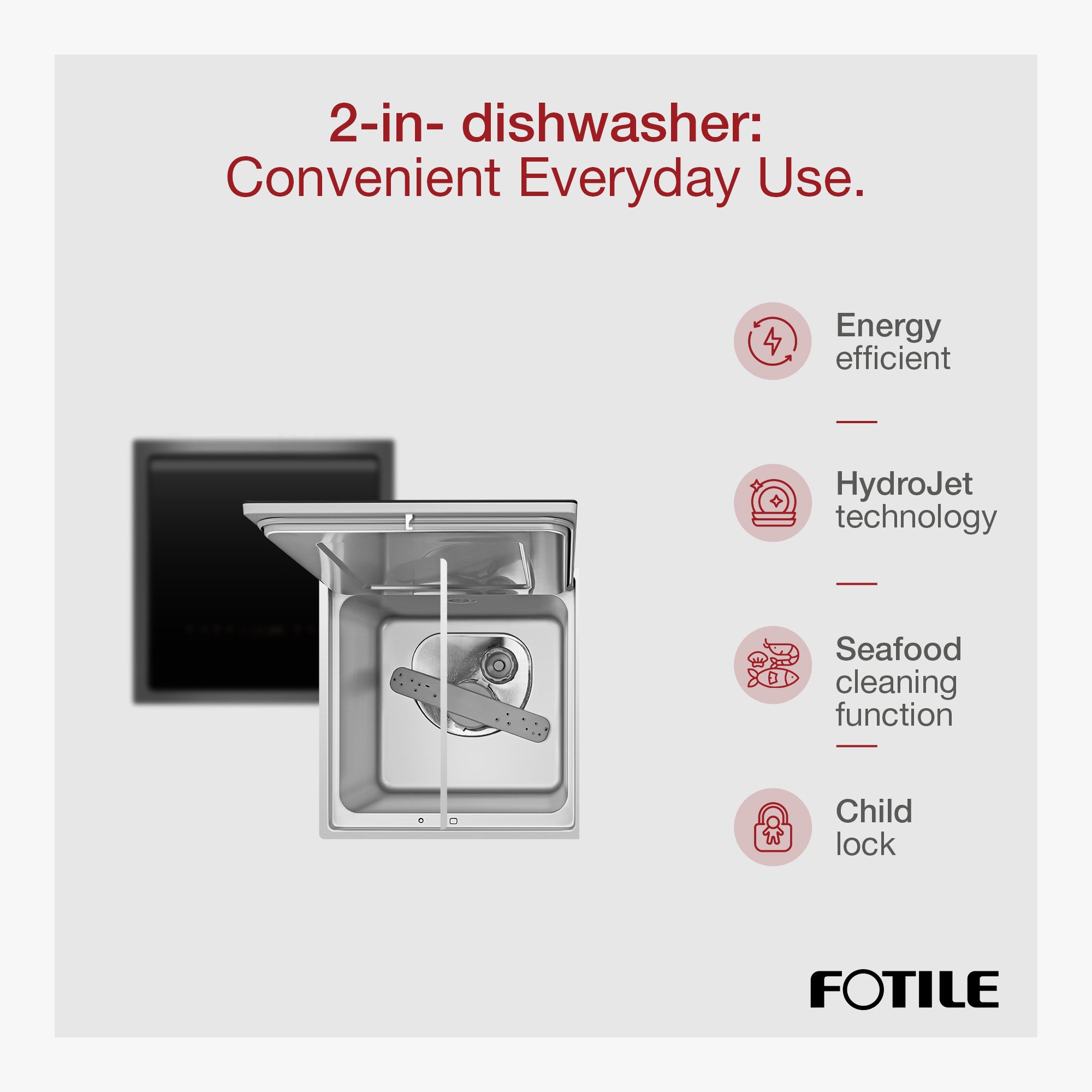 Fotile 2-in-1 Top Load Dishwasher Produce Cleaner with Compact Design & HydroJet - VMInnovations