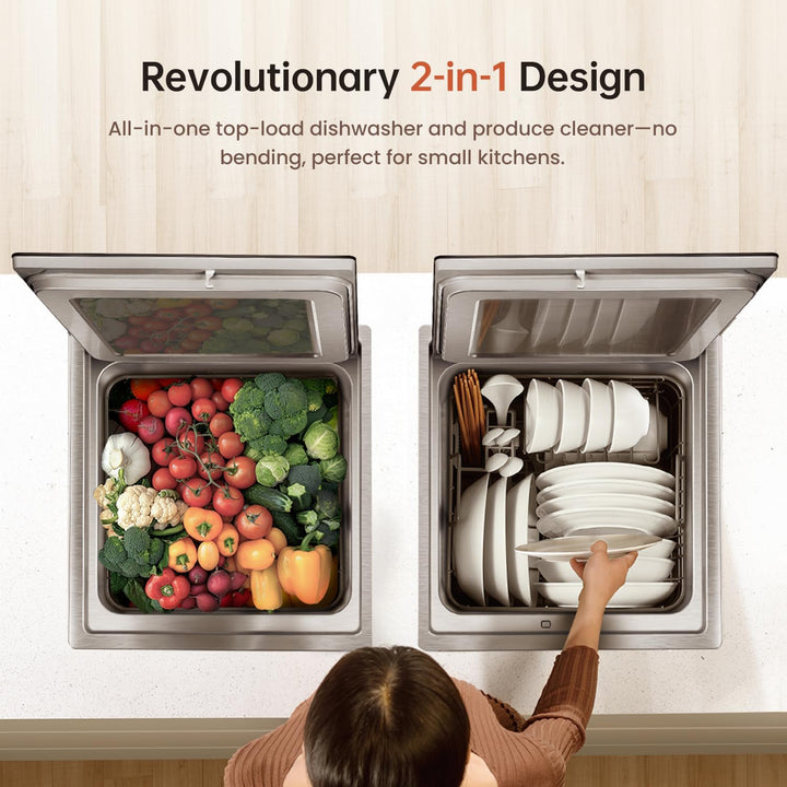 Fotile 2-in-1 Top Load Dishwasher Produce Cleaner with Compact Design & HydroJet